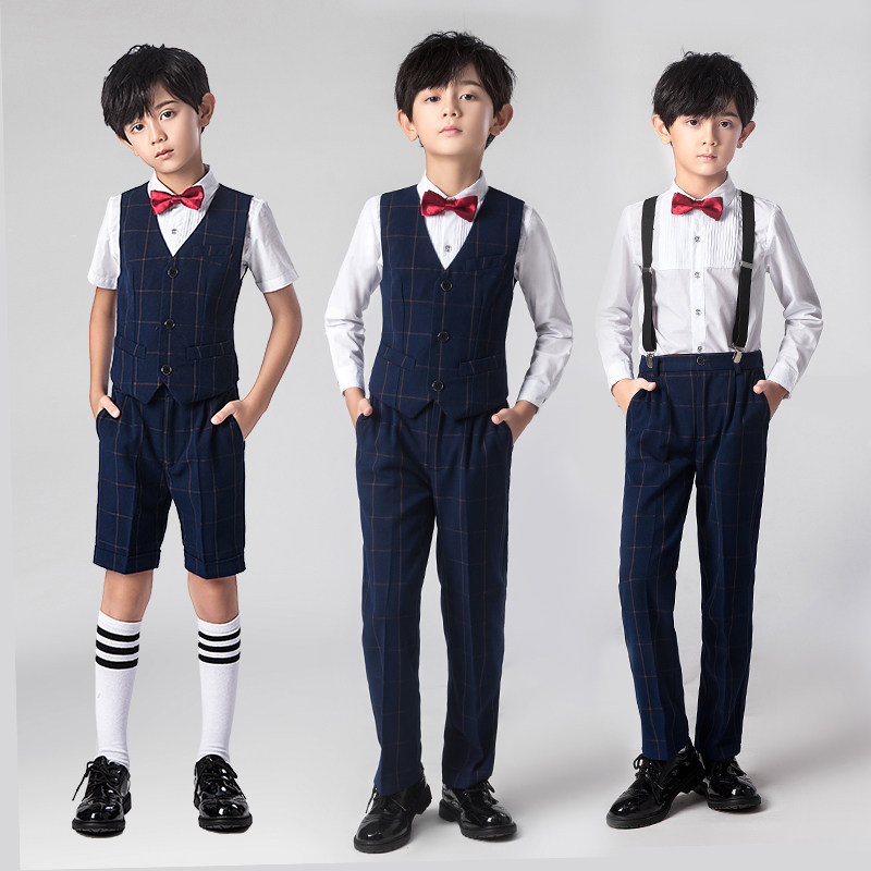 花童男童礼服套装儿童小西装秋季男孩主持人婚礼西服钢琴演出服装