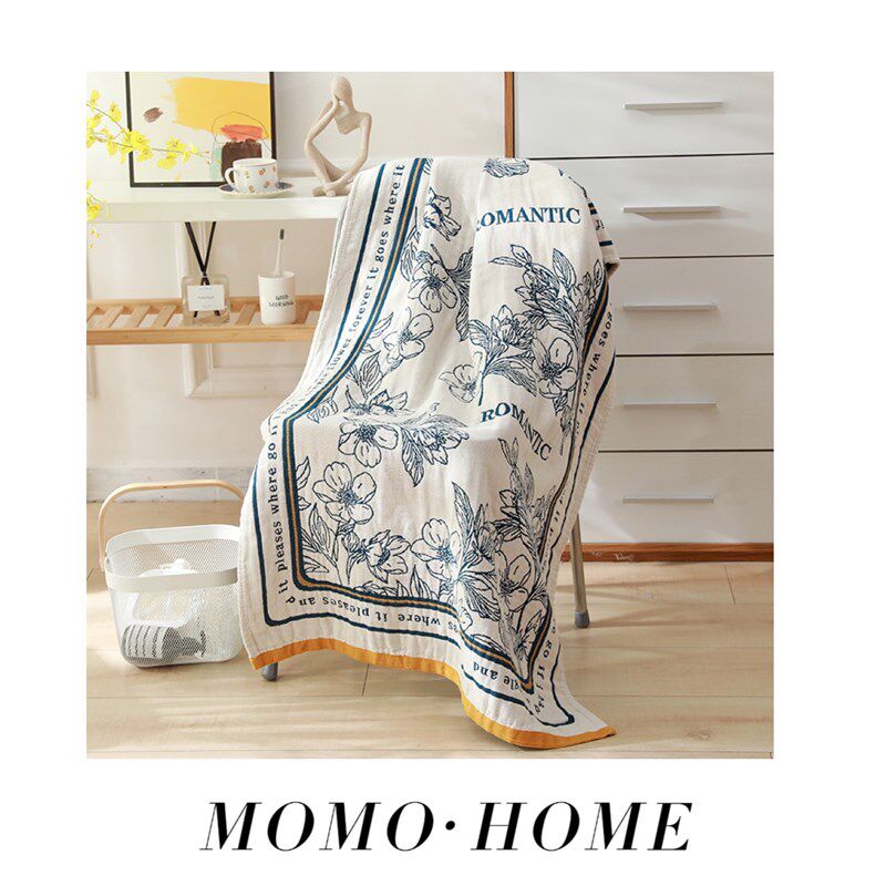 MOMO HOME彩棉五层纱布浴巾吸水成人情侣家用洗澡巾四季