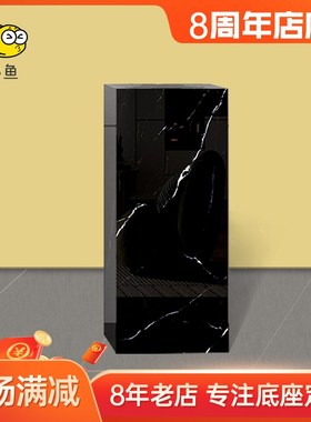 天然黑白根大理石底座雕塑摆台玄关客厅落地Q黑色台柱子摆件石墩