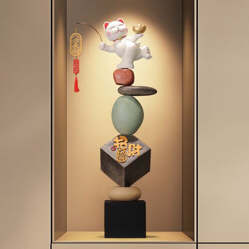入户玄关招财时来运转大型落地摆件开业旺宅客厅办公室电视装饰品