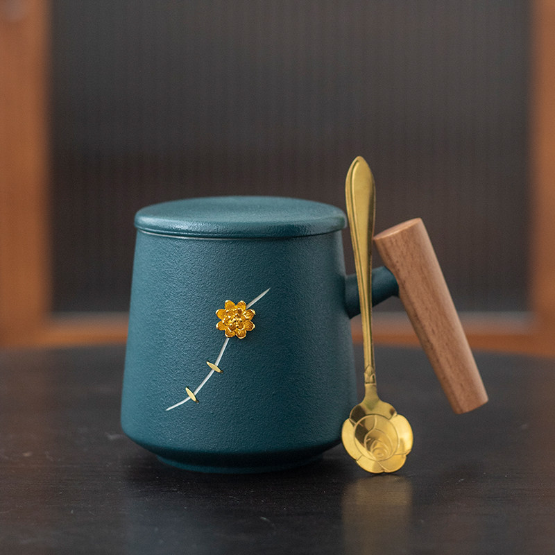 锔钉梅花马克杯文艺范创意实用陶瓷喝水杯子生日送礼公司礼品定制