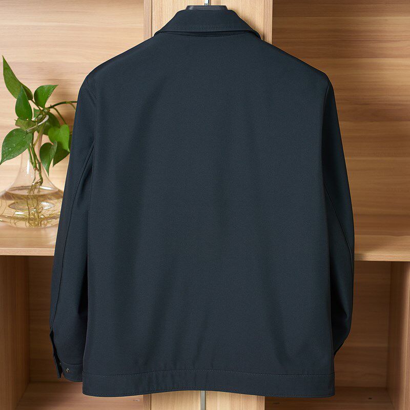 老年人男士爷爷夹克衫男装春季翻领外套爸爸装50-60-70岁轻薄衣服