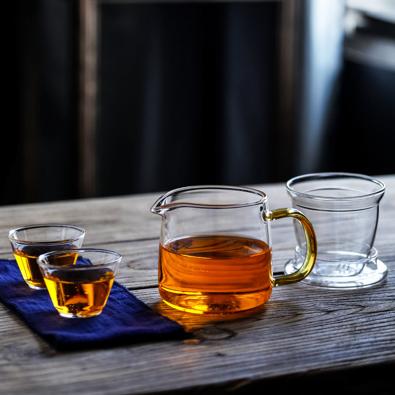 玻璃旅行茶具套装单人户外随行快客杯一壶二杯便携式泡茶杯一人用