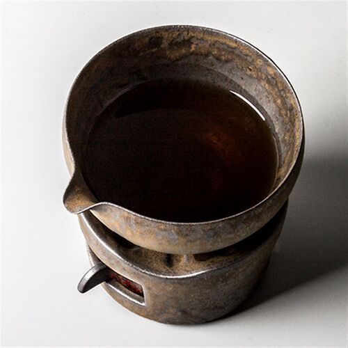 手工粗陶温茶器套装 保温底座公道杯 煮茶炉陶瓷茶具可加热分茶器