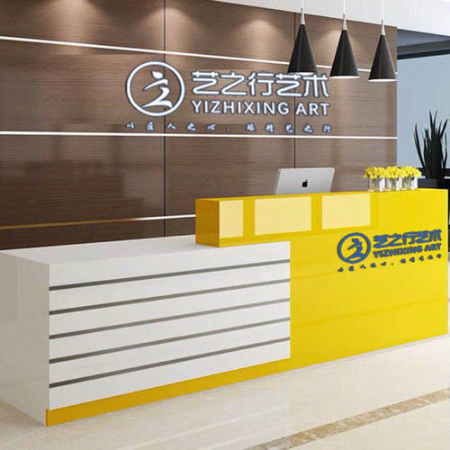新款前台接待台简约收银台迎宾咨询台公司吧台仿大理石烤漆前台桌