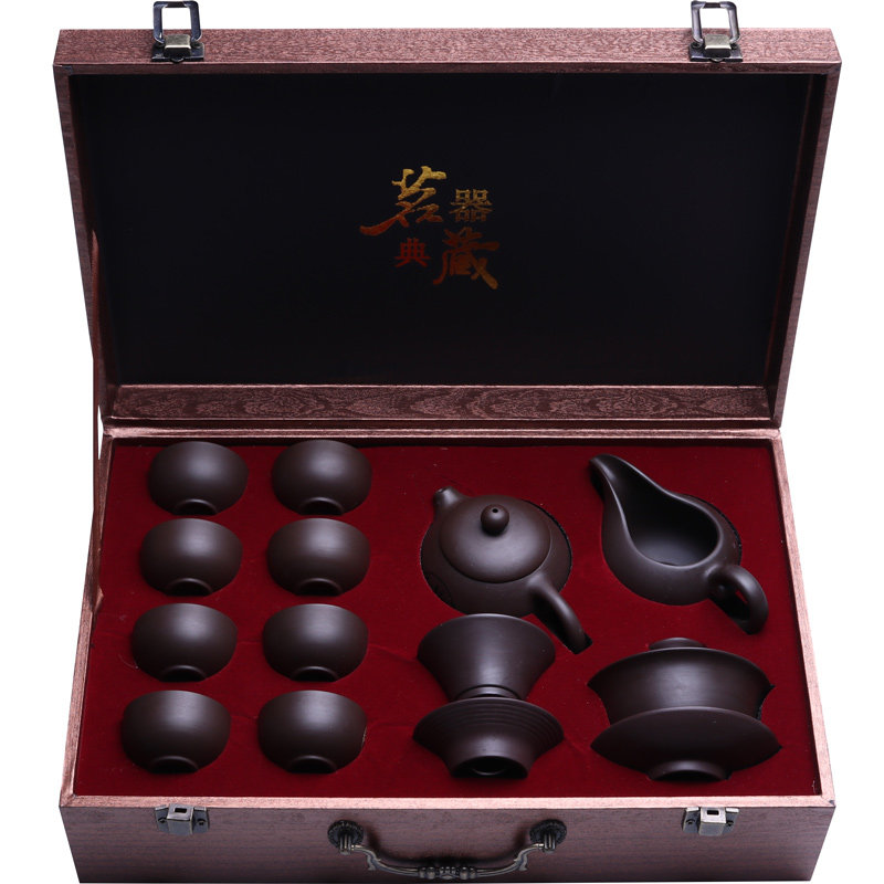 景福匠心西施壶紫砂功夫茶具套装礼盒礼品定制LOGO整套宫廷风中式