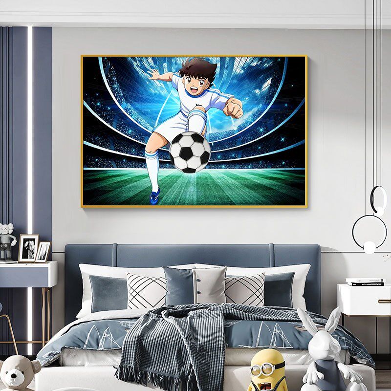 网红足球小子发光床头灯画动漫人物壁画装饰画卧室沙发背景墙卡通