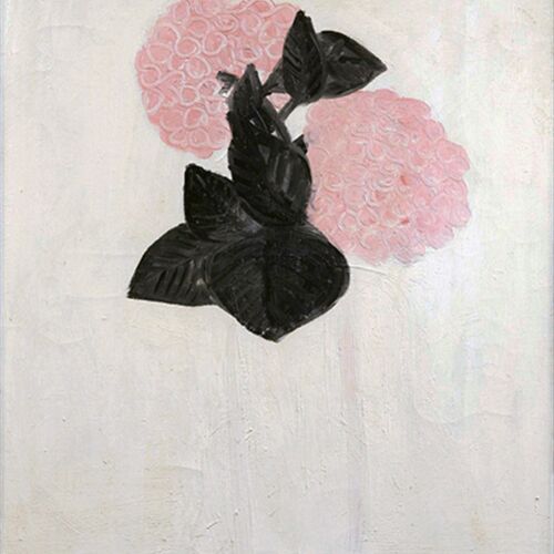 常玉油画复制白色花瓶绣球花 植物盆景装饰画客厅挂画花卉新中式