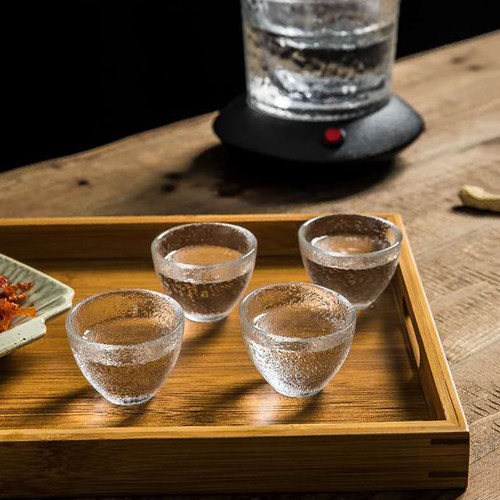日式清酒壶套装梅酒杯果酒杯家用白酒杯米酒杯磨砂玻璃少女小杯子