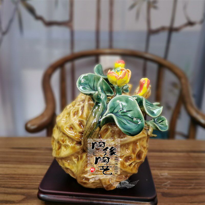 陶瓷工艺品 石湾公仔 花生 摆件 一生富足