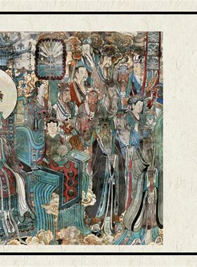 永乐宫壁画《朝元图》神仙图微喷复制学习临摹装饰临摹42.6X722cm