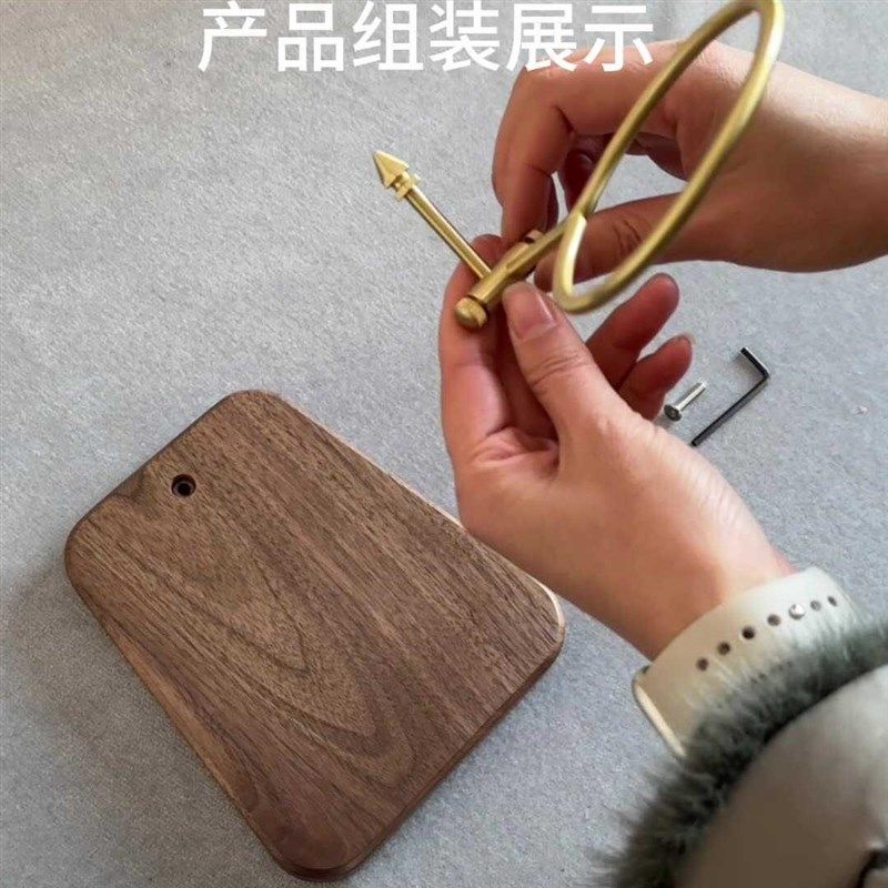 实木黄铜手冲咖啡支架复古可调节实木底座咖啡滤杯支架配套器具