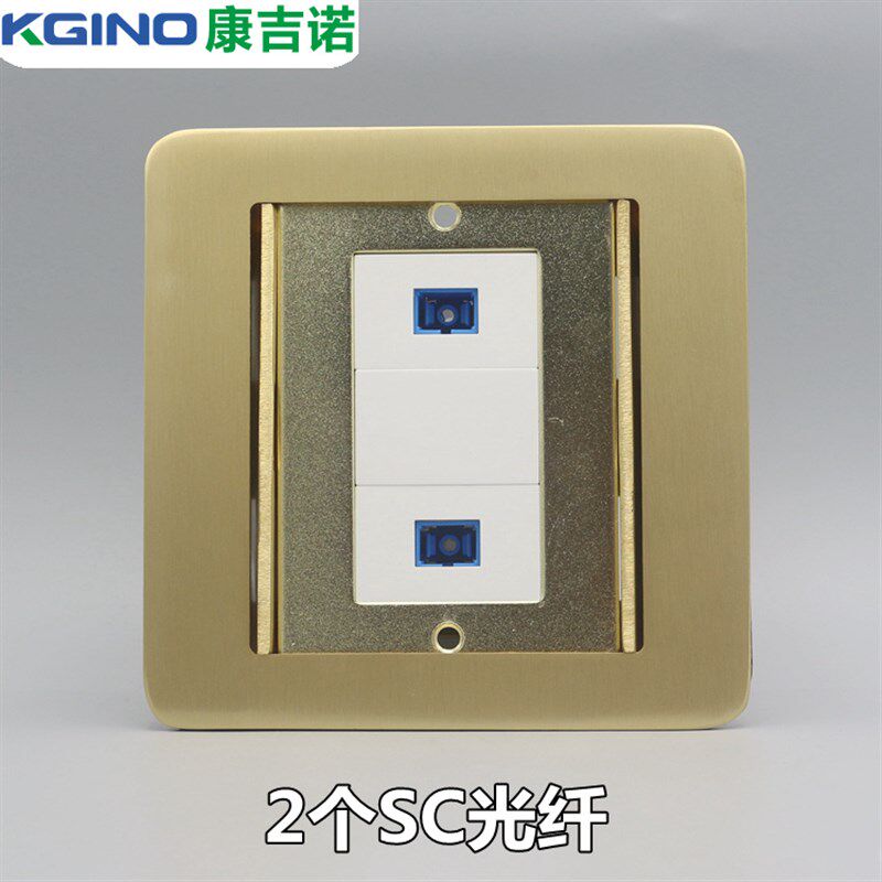 双开门隐藏式双口SC光纤地面插座 2个SC光钎网络铜地插包含法兰盘