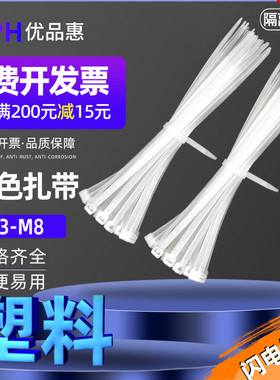 白色自锁式扎带强力固定线卡扣塑料束带尼龙环保捆扎带网线扎带线