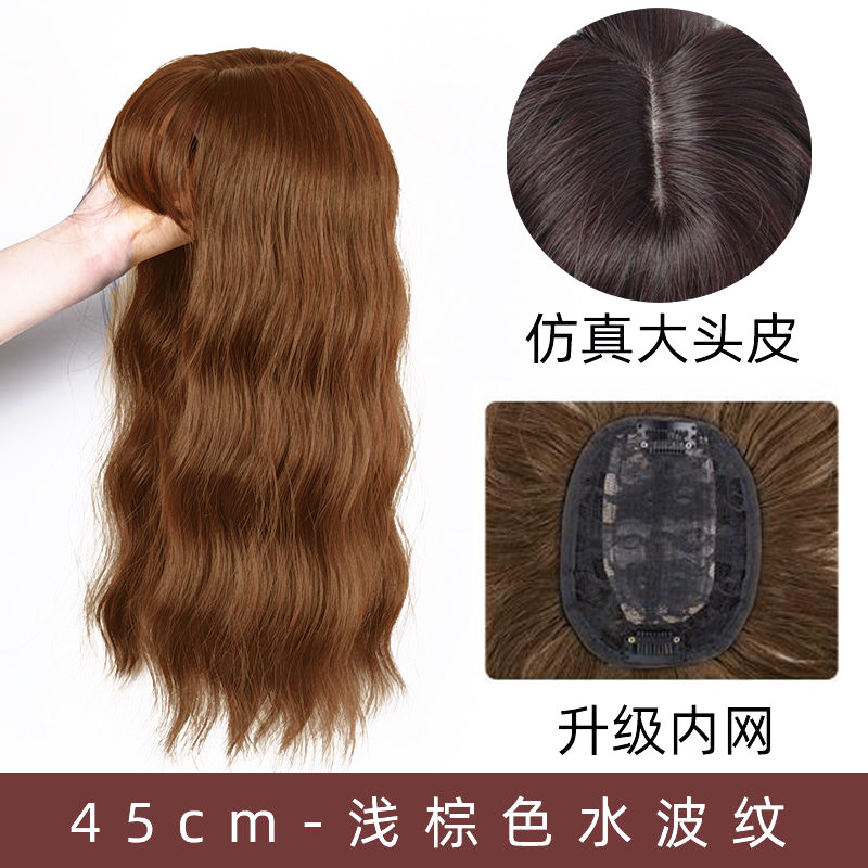 头顶补发头发稀少真发假发片女卷发蓬松无痕遮白发盖刘海妈妈短发