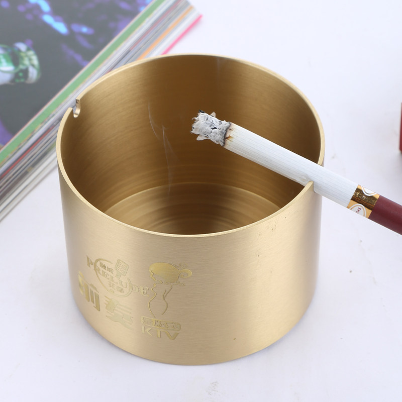 新款烟灰缸黄铜创意大号个性家用酒店餐厅网吧防摔防风定制LOGO