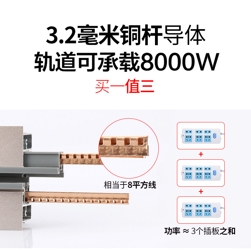 家用暗装可移动电力轨道插座厨房专用嵌入式无线办公室接线板排插