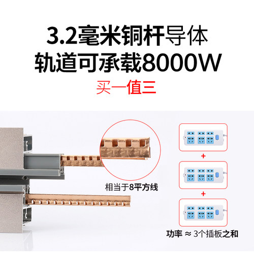 家用暗装可移动电力轨道插座厨房专用嵌入式无线办公室接线板排插