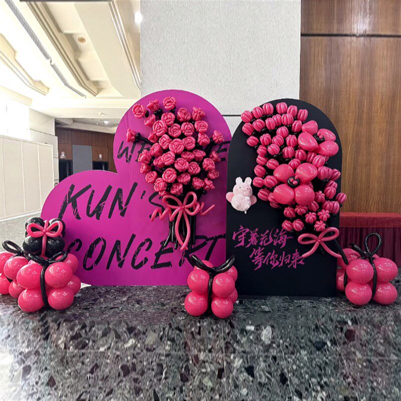 心形KT板气球花束墙网红造型氛围布置商场店铺开业周年庆美陈布置