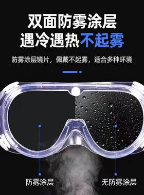 不起雾护目眼镜平光透明防飞溅挡风沙防水杨絮花粉灰尘松紧带封闭