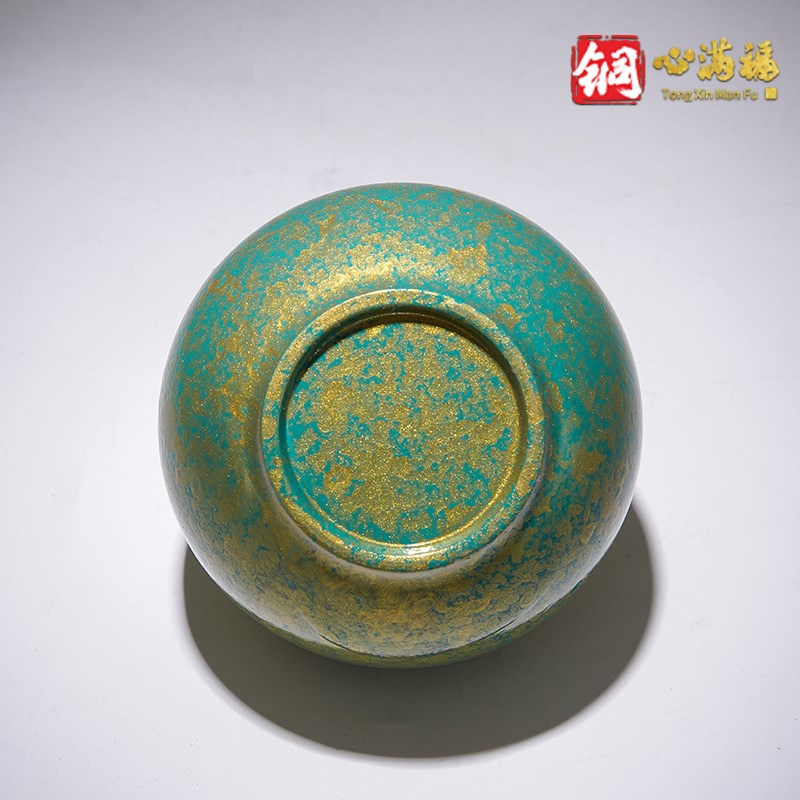 铜摆件《金玉满堂》客厅桌面装饰 黄铜工艺品 干花插花送礼铜花瓶