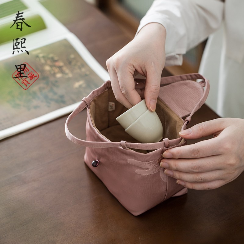 春熙里 手工加厚双层布袋茶具旅行布包手提袋一壶两杯便携收纳袋