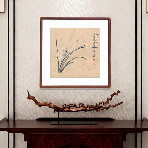 国画写意水墨画中式客厅装饰画办公室玄关壁画卧室挂画张大千兰花