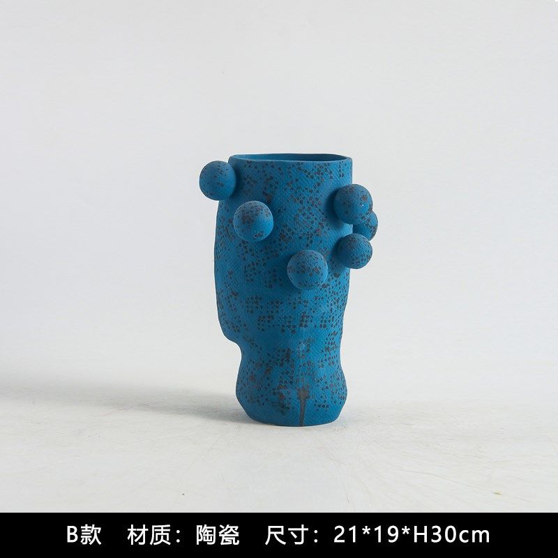 美式简约样板间北欧创意陶瓷花器摆件售楼部客厅干花瓶桌面装饰品