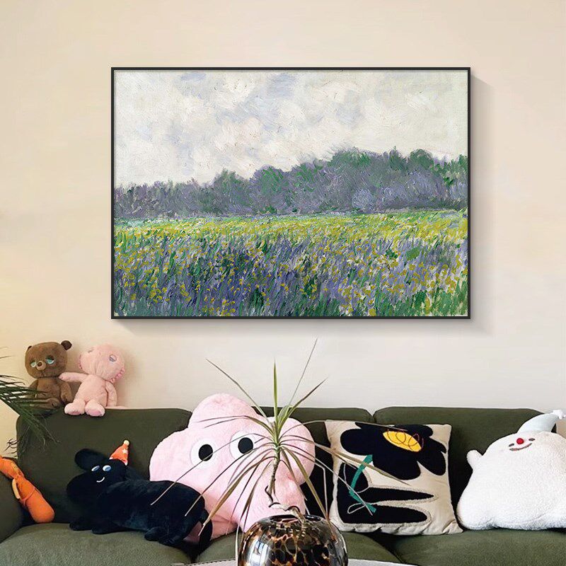 莫奈手绘日出印象油画睡莲客厅沙发背景墙面壁画卧室餐厅挂画名画
