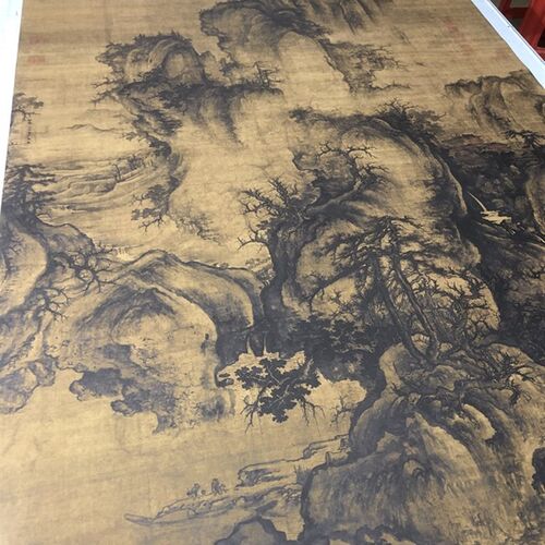 1:1郭熙早春图山水画国画微喷古代名画复制品客厅装饰画画芯高清
