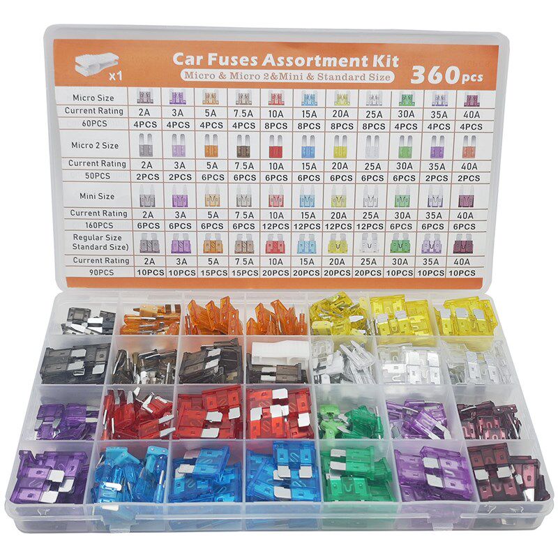 360个锌片2A-40A中号/小号/迷你/微型汽车插片式保险丝车用保险片