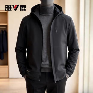 【填充羊毛】雅鹿薄款棉衣秋冬休闲连帽中老年男装爸爸装棉服外套