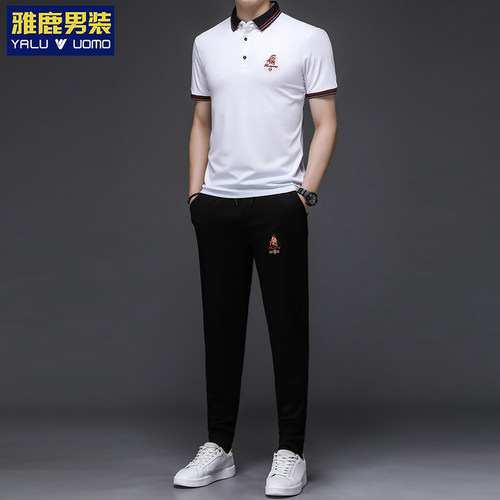 雅鹿男装夏季透气POLO衫两件套