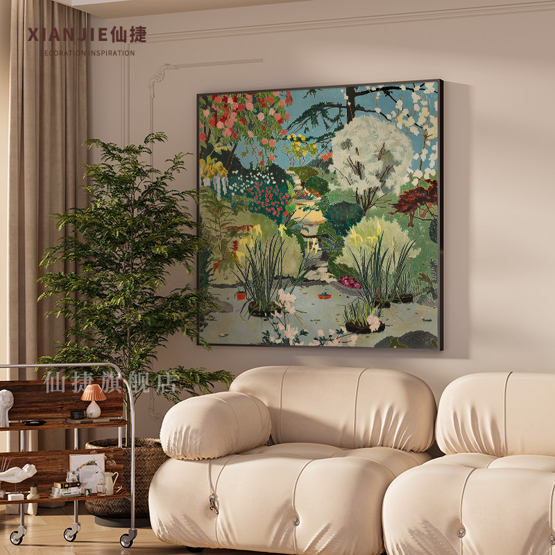 客厅玄关挂画美h式乡村风景高级感样板间背景墙卧室装饰画方形壁