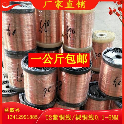 T2紫铜丝99.9%紫铜线 红铜丝 导电铜线 裸铜线 纯铜0.5 T0.8 1 2-