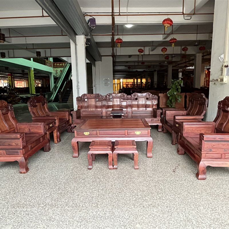红木家具老挝红h酸枝大奔沙发巴里黄檀沙发客厅组合古典花枝大奔