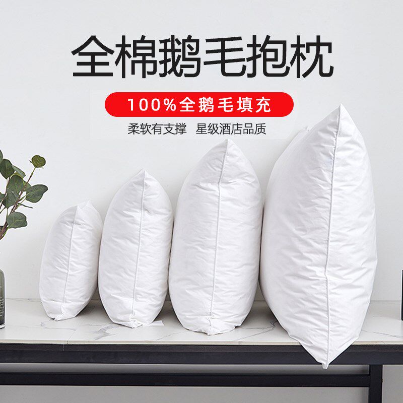 白鹅毛羽绒抱枕芯内胆羽毛靠枕45 50全棉沙发腰靠垫X办公室靠背垫