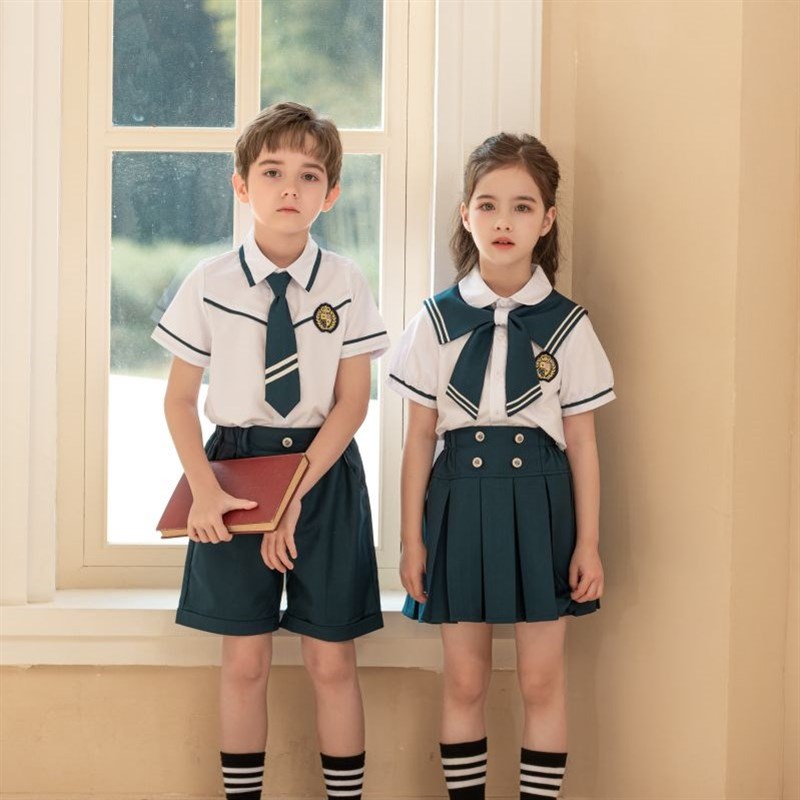 幼儿园园服夏f装新款英伦风套装夏款小学生班服毕业照表演合唱服