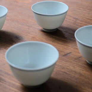 元无 淡竹 薄胎青花双线陶瓷 青白釉 潮汕品茗杯仿W古杯主人杯茶