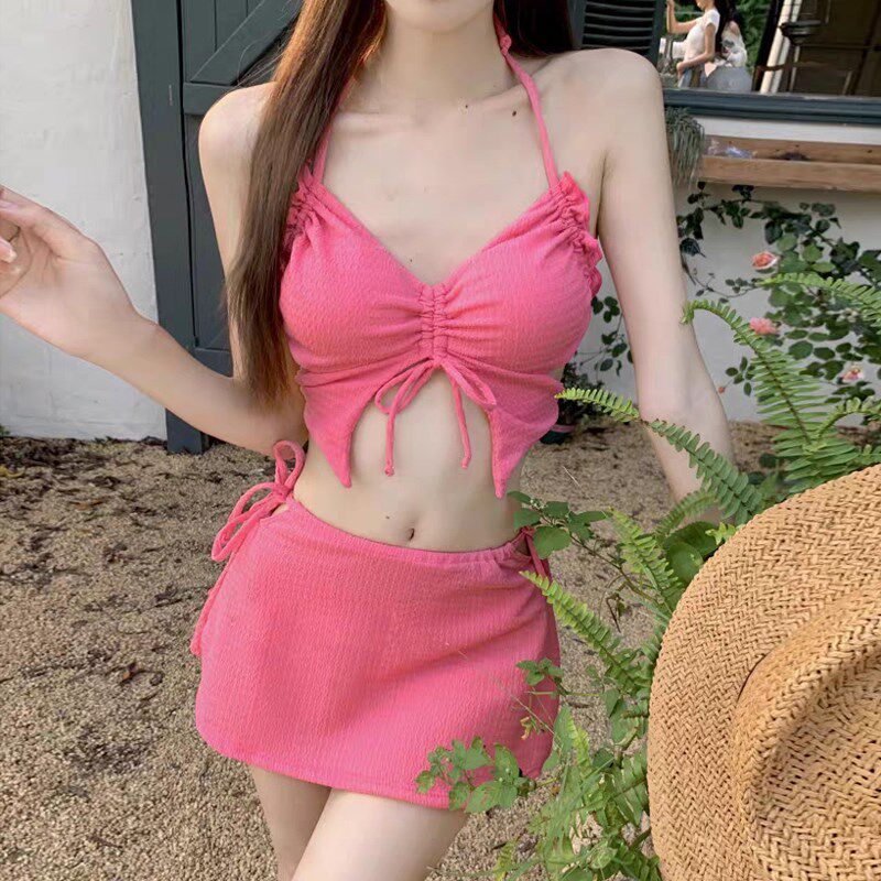 泳衣女夏仙气韩国jins网红少女甜美显白比基尼三件套沙滩度假泳装
