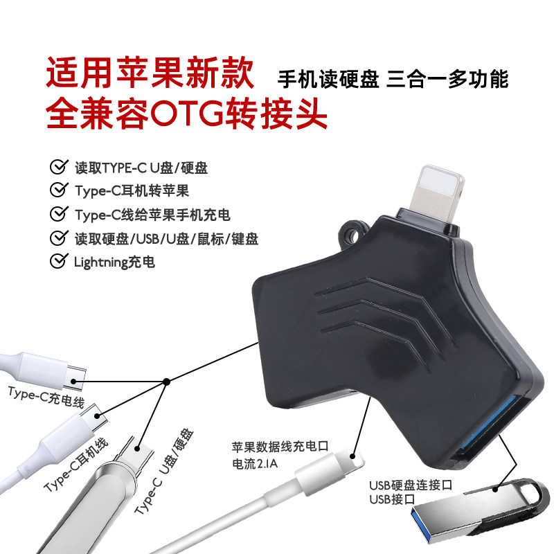 阿金诺三合一OTG转接头读硬盘