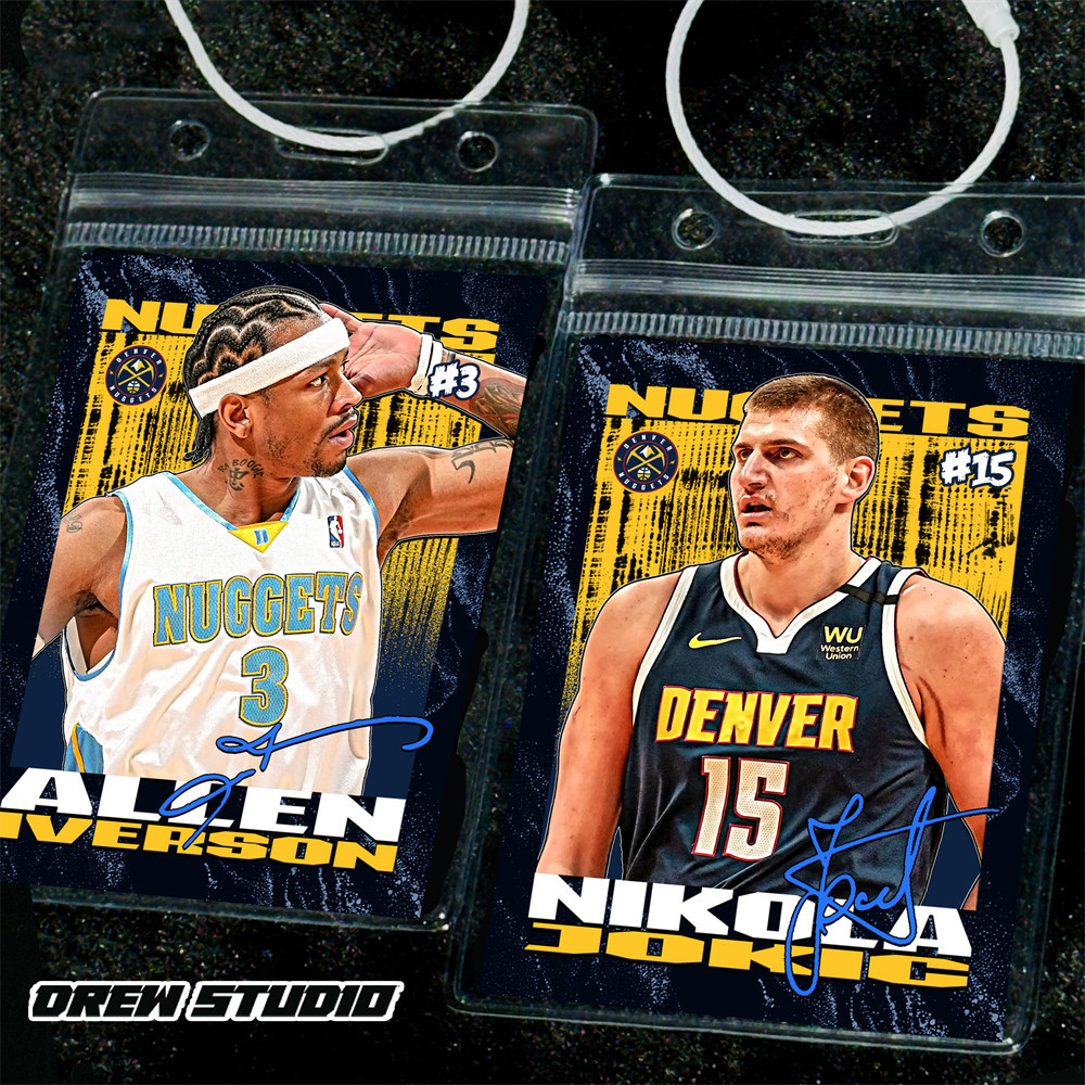 掘金球星卡约基奇艾弗森篮球球迷周边收藏明星签字小卡包包挂件