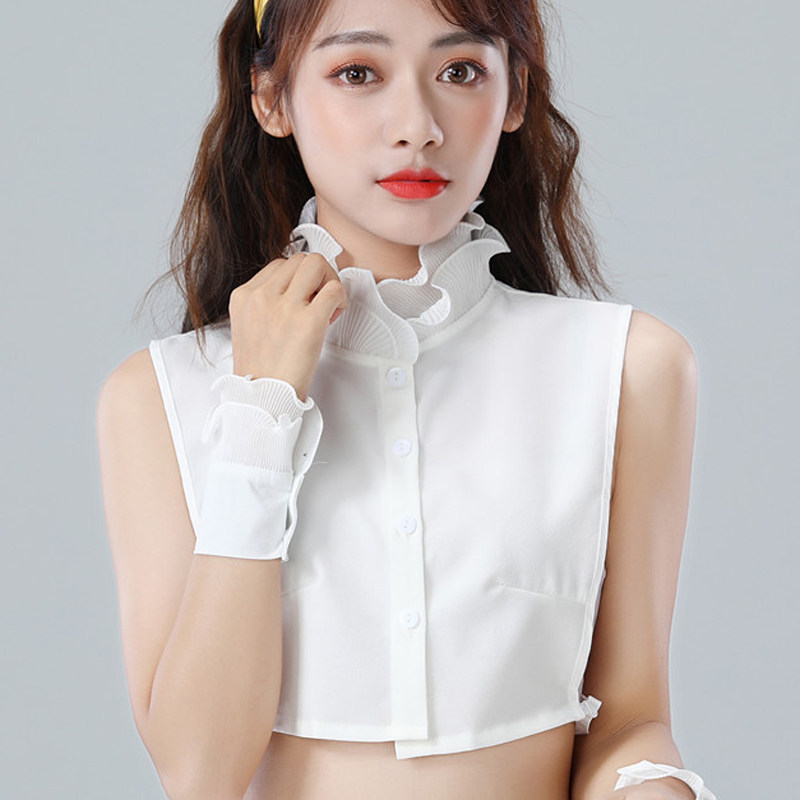 衬衣领配饰假领雪纺褶皱木耳边衬衫假领子女N百搭假领春夏季配毛