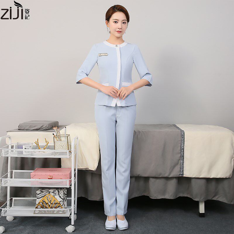 高级美容院美容师工作服女医美时尚高端牙科护士服分体套装秋冬装