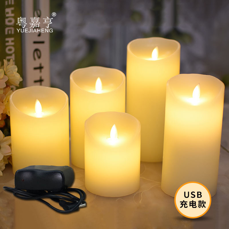 LED电子蜡烛 灯220V电源充电摇摆火焰婚庆酒店酒吧餐厅宴会引路