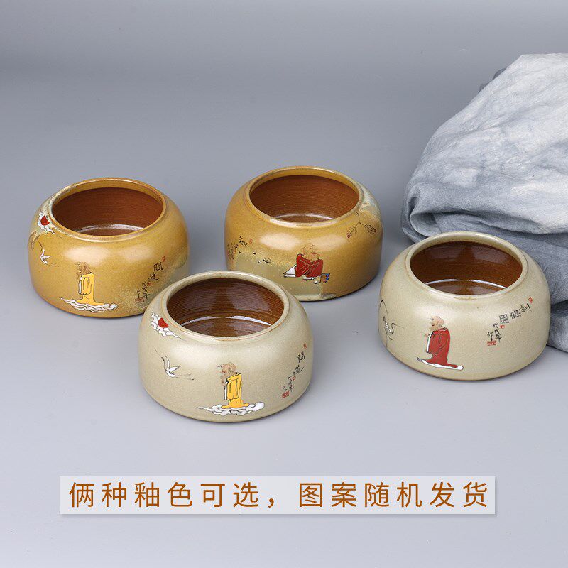 窑变冰裂釉水盂水勺水丞茶洗禅意文房四宝笔洗水罐墨汁碟知足训鹤