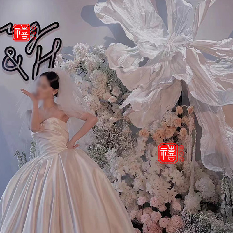 婚庆巨型纸艺大型手工化蝶花创意造型婚礼堂舞台背景装饰褶皱纸花