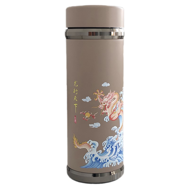 真陶瓷内胆保温杯车载耐高温带盖泡枸杞咖啡牛奶中药泡茶杯龙图案