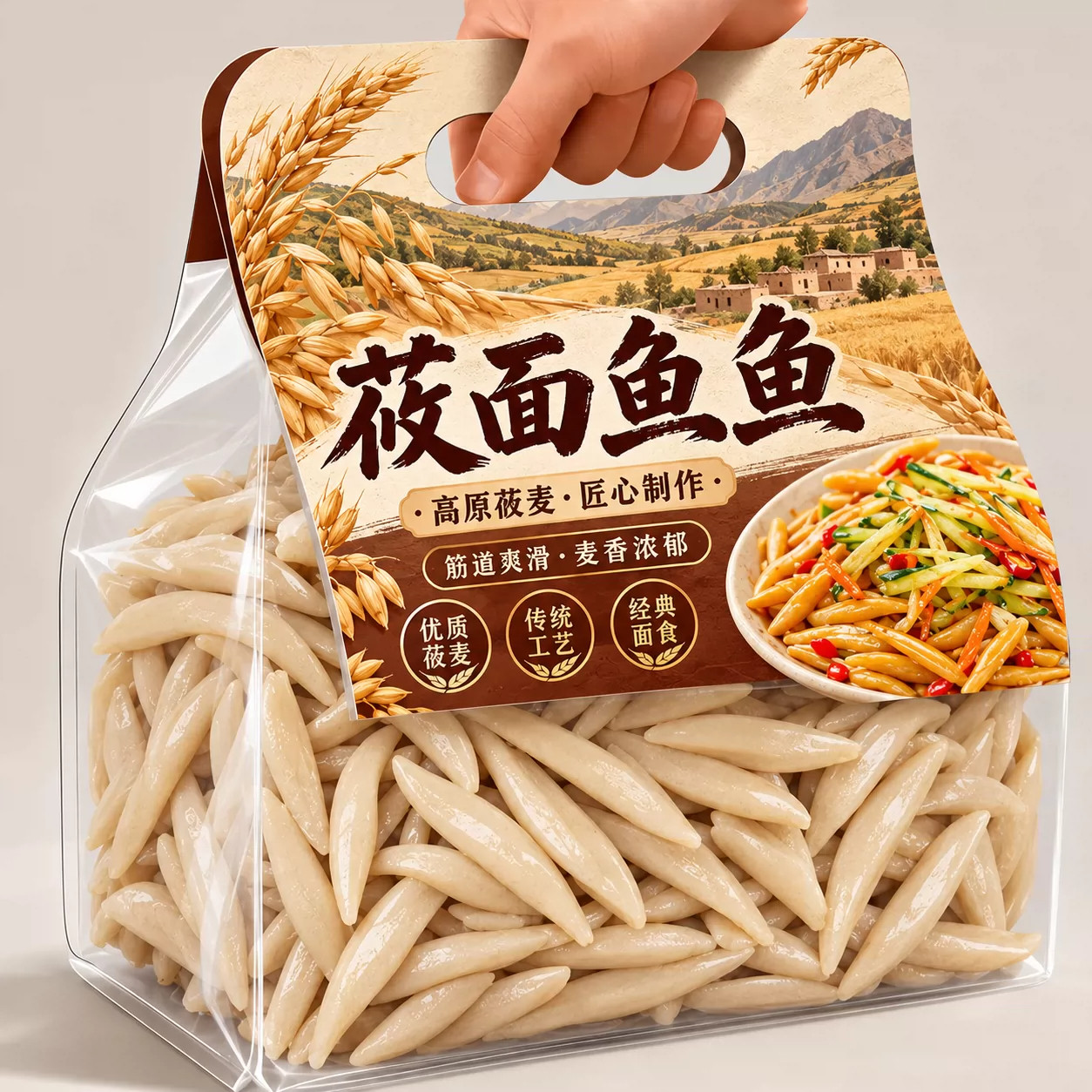 莜面鱼鱼山西特产低脂粗粮早餐代餐主食速食手工莜麦面疙瘩旗舰店