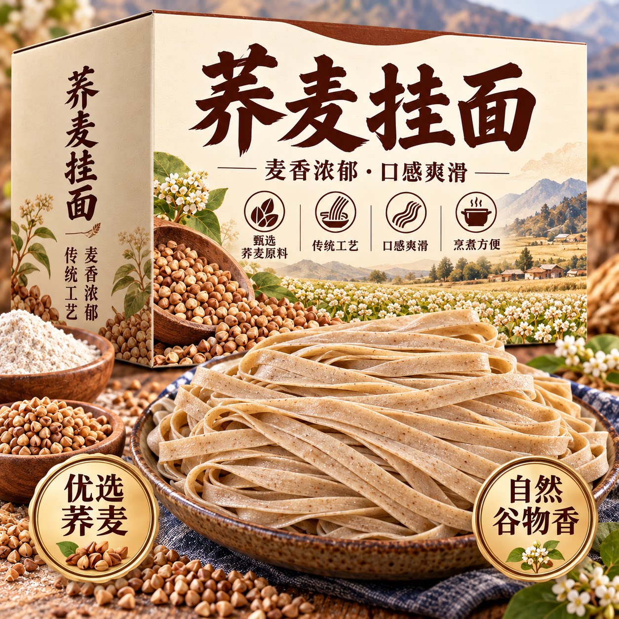 纯荞麦面条官方旗舰店高品质控糖期主食专用精品杂粮粗粮代餐低卡